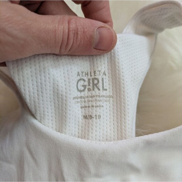 Athleta Girl Long Distance White Fitted Crop Tank Top Bra Bralette M Medium 8-10 - Picture 2 of 6